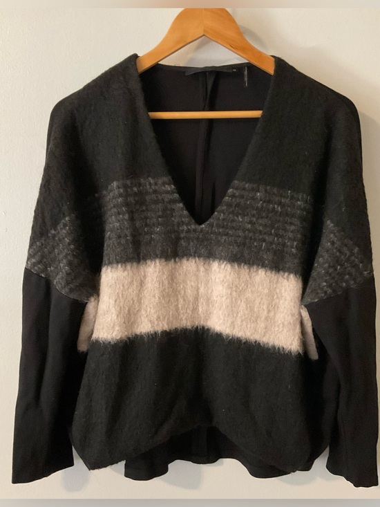 L.A.M.B. Sweaters - L.A.M.B Gwen Stephani Black Gray Alpaca Wool Blend Sweater Striped P Small PS